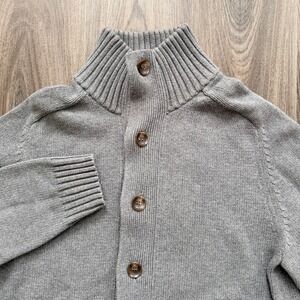 Gap Mens Gray Mock Neck Button Front Cardigan Sweater Cargo Pockets 768752-00 M